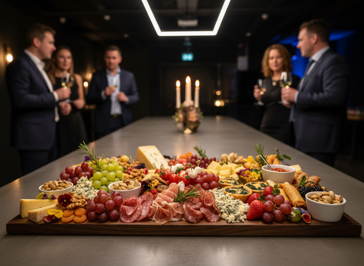 Luxe borrelplank met hapjes voor een zakelijke borrel