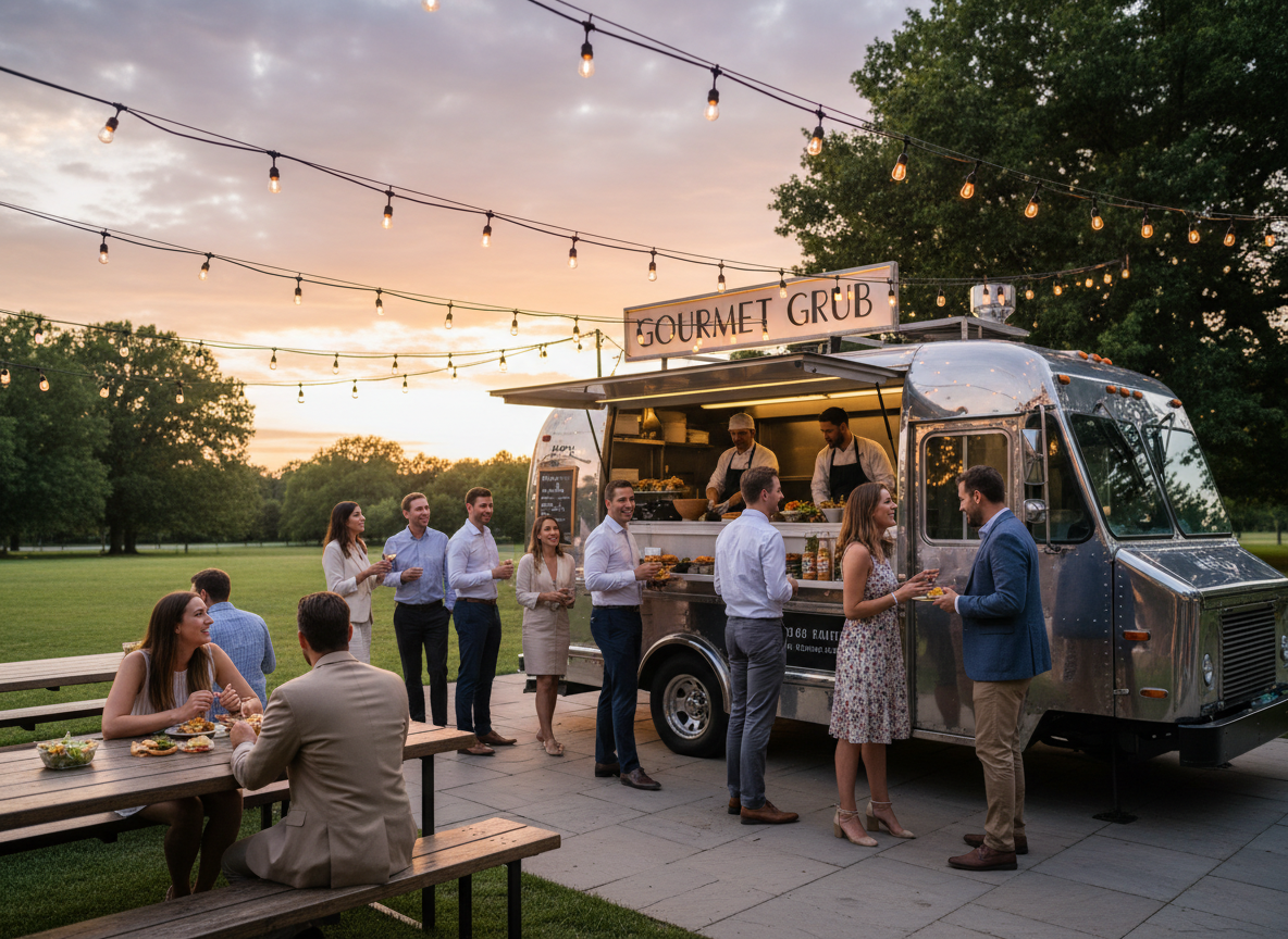 Foodtruck bij een zomers bedrijfsfeest