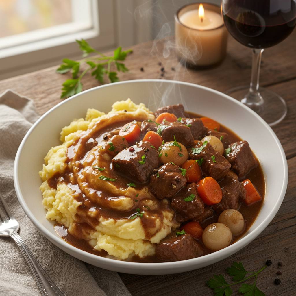 Runderstoof met aardappelpuree