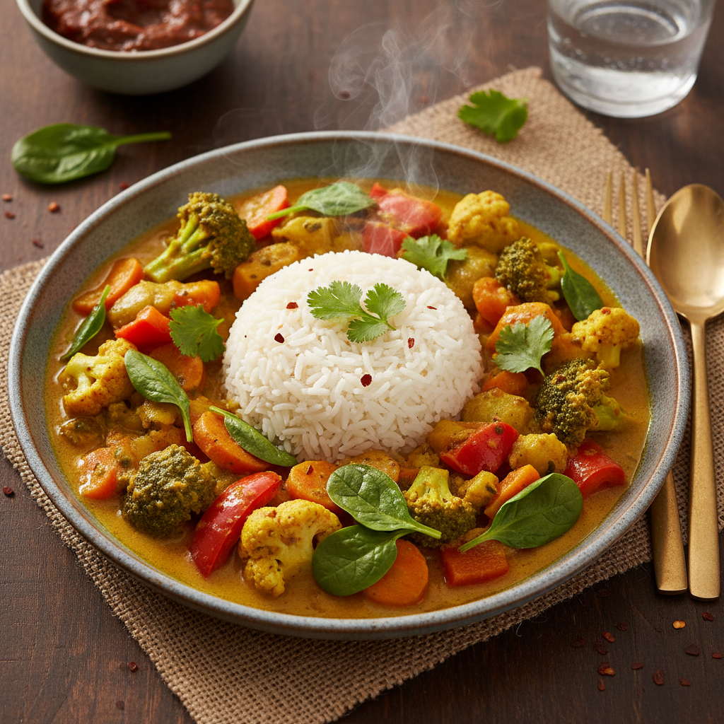 Groentecurry met basmatirijst
