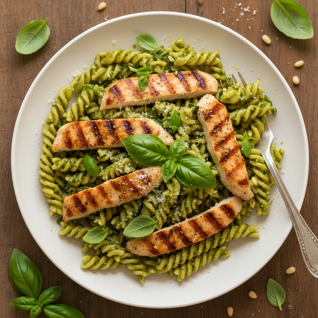 Pasta pesto met kip